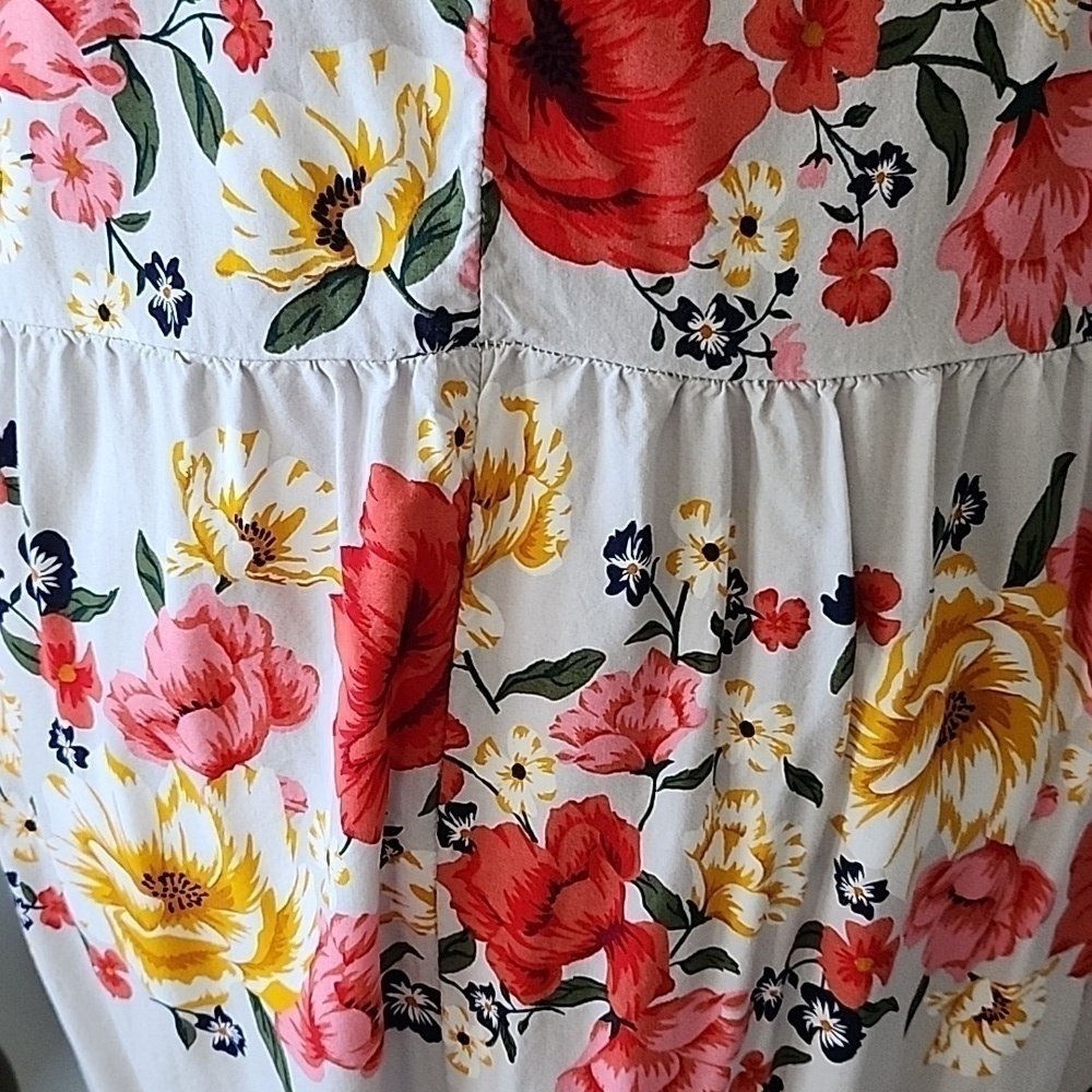 Old Navy gray floral pattern dress with elbow length sleeves - Picture 10 of 14